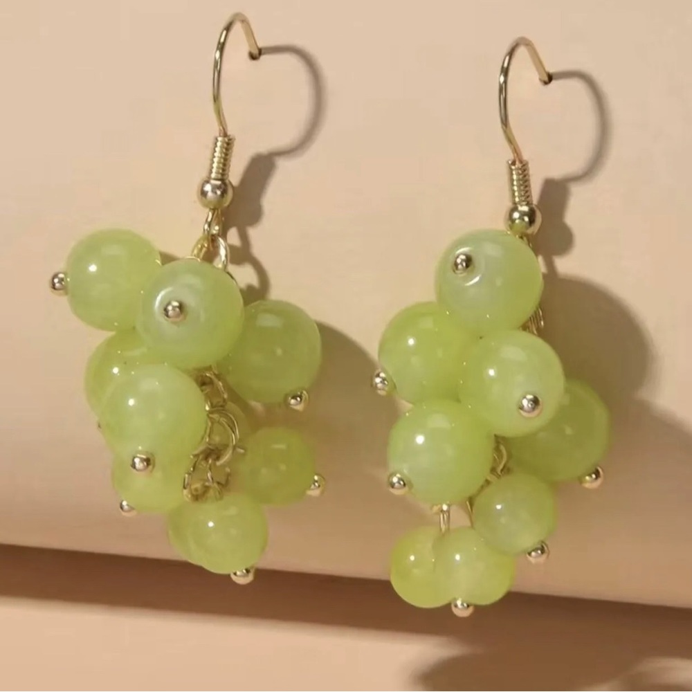 Green 3D Grape Stud Earrings for Women/Girls | Nature-Inspired Style